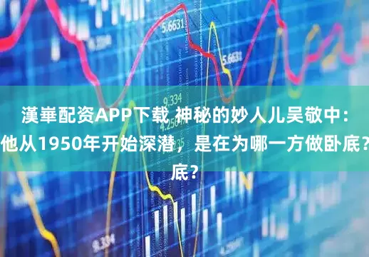 漢崋配资APP下载 神秘的妙人儿吴敬中：他从1950年开始深潜，是在为哪一方做卧底？